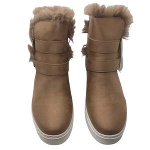 Journee Collection Womens Angelique Winter Boots Taupe Buckle Faux Fur 7